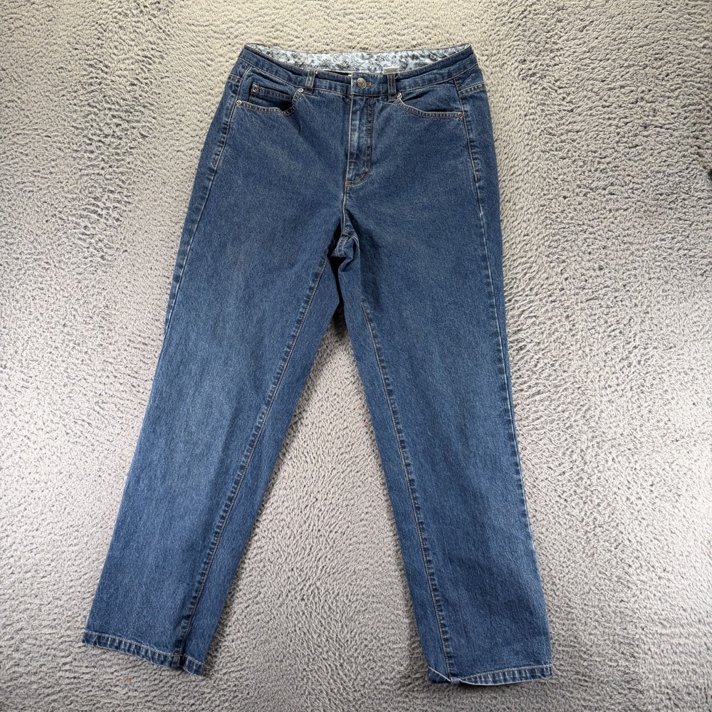 Appleseed's‎ Jeans Womens 10P Blue Cotton Denim Straight Workwear Faded Stretch
